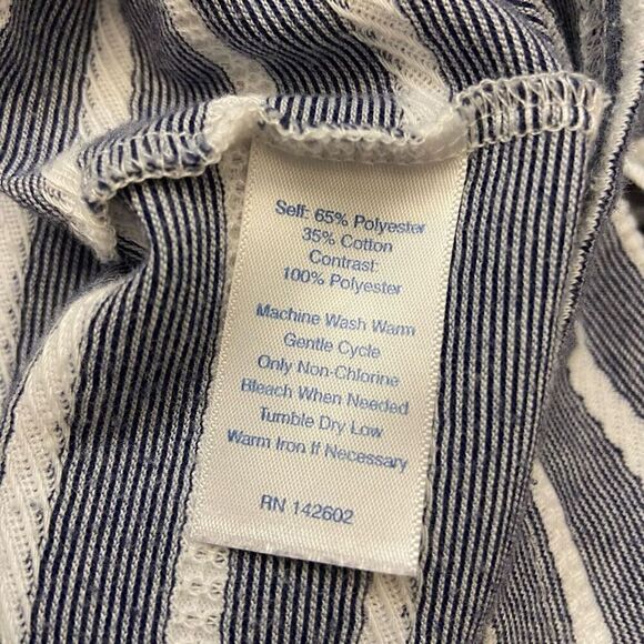Sail to Sable Navy Blue & White Striped Shift Dress Nautical 3/4 Sleeves Medium - Picture 5 of 6